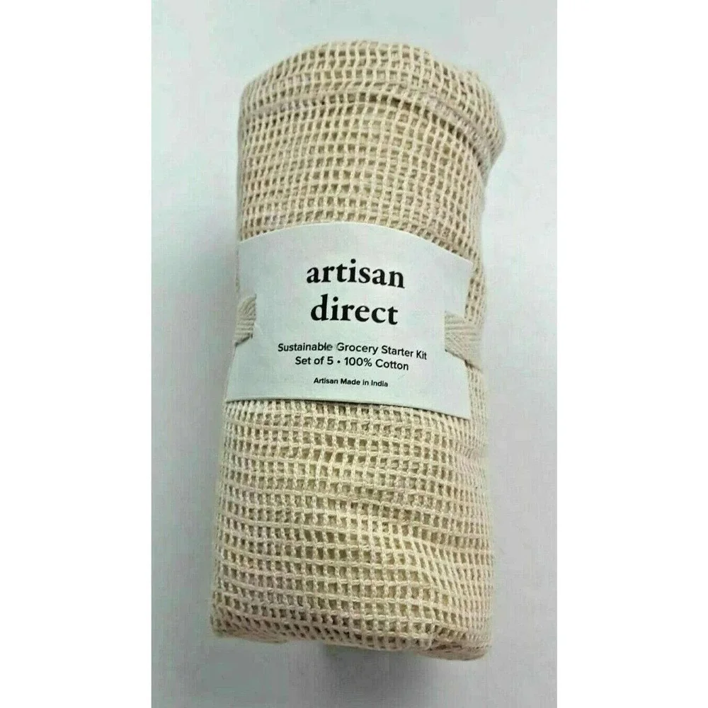Artisan Direct Sustainable Grocery Starter Kit Reusable Shopping Bags Set of 5